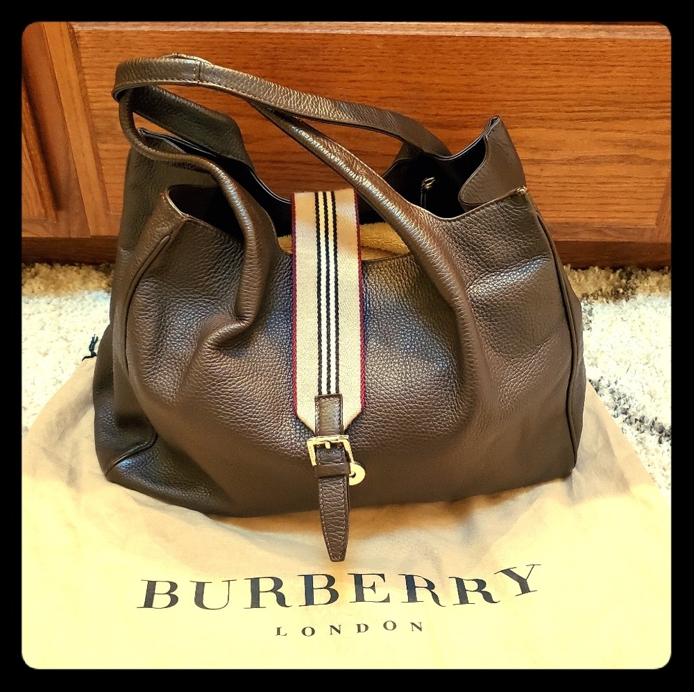 Leather Brown Burberry Tote Bag